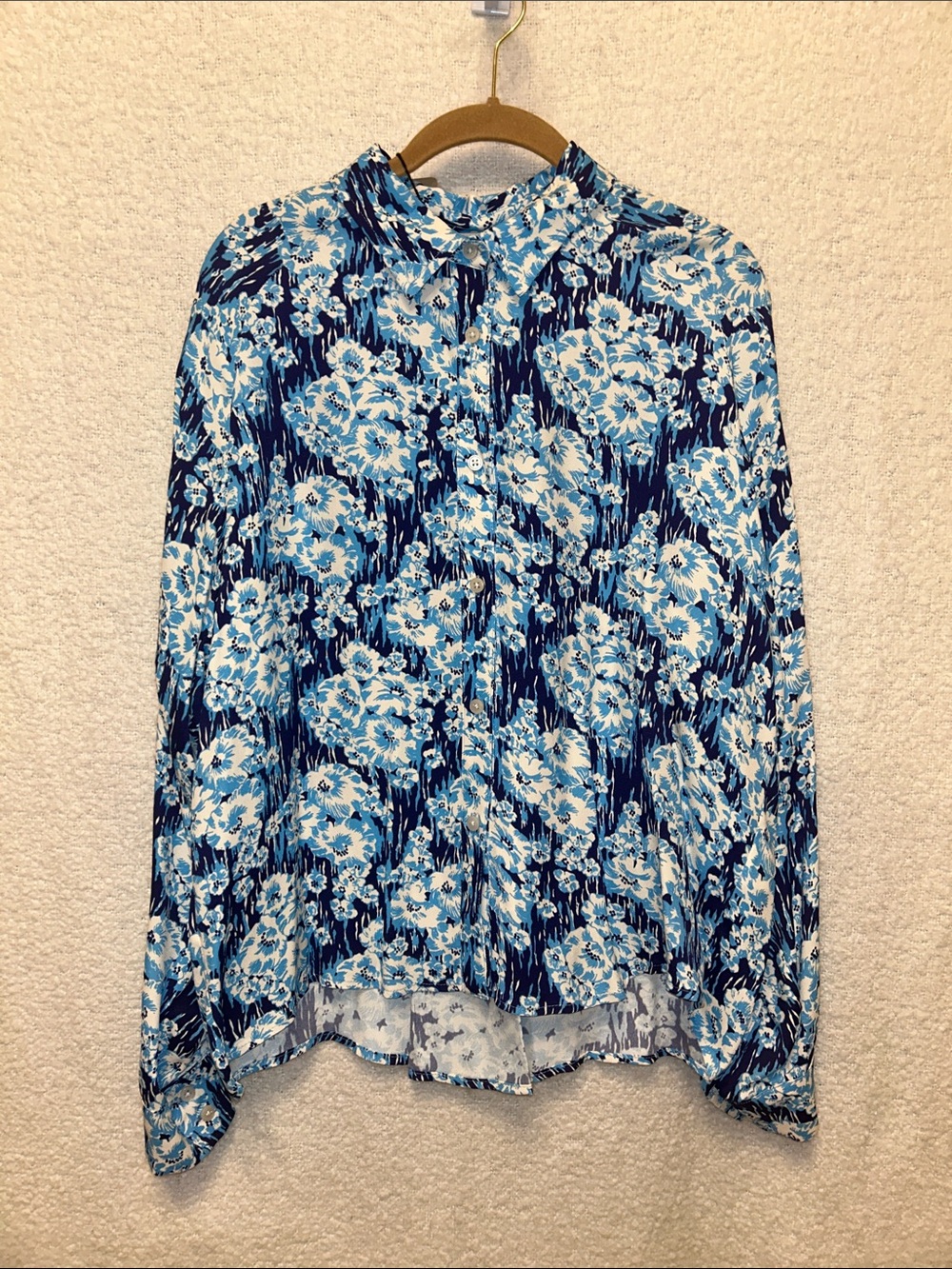 Rachel Comey Rimini Top Blue and White Floral Button-Down Blouse